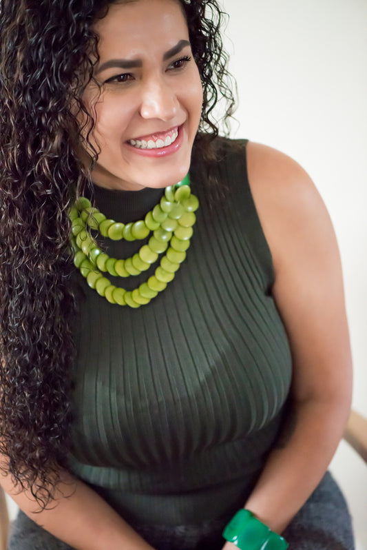 Collar Tagua Verde Esferas