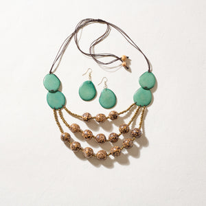Collar Tagua y Semillas Verde